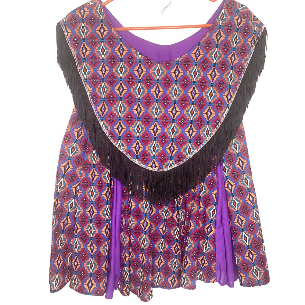 Aztec Princess Skirt & Vest Top M Purple Fringe Costume Gypsy Bohemian Festival